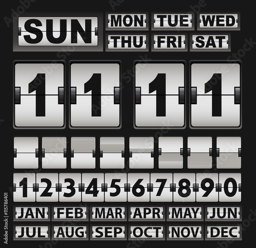 Retro flip down clock and calendar