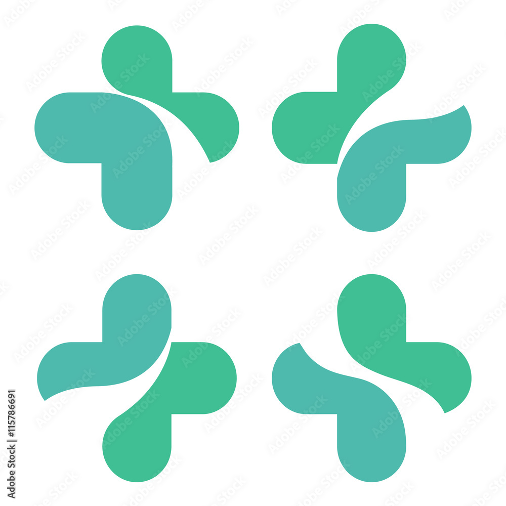 Medical cross. Cross logo. Waves passing through the elegant cross ...