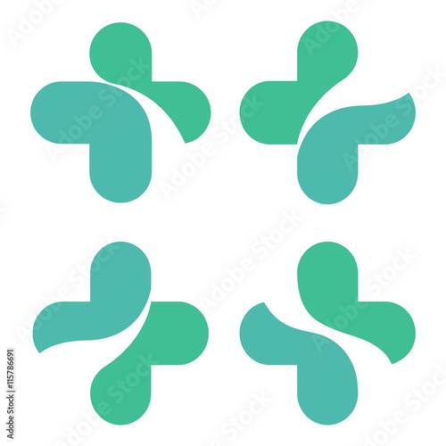 Medical cross. Cross logo. Waves passing through the elegant cross. Vector symbol of the cross with rounded corners. Stock Vector crosses. Medical logos set. Cross vector logo collection. Med cross.