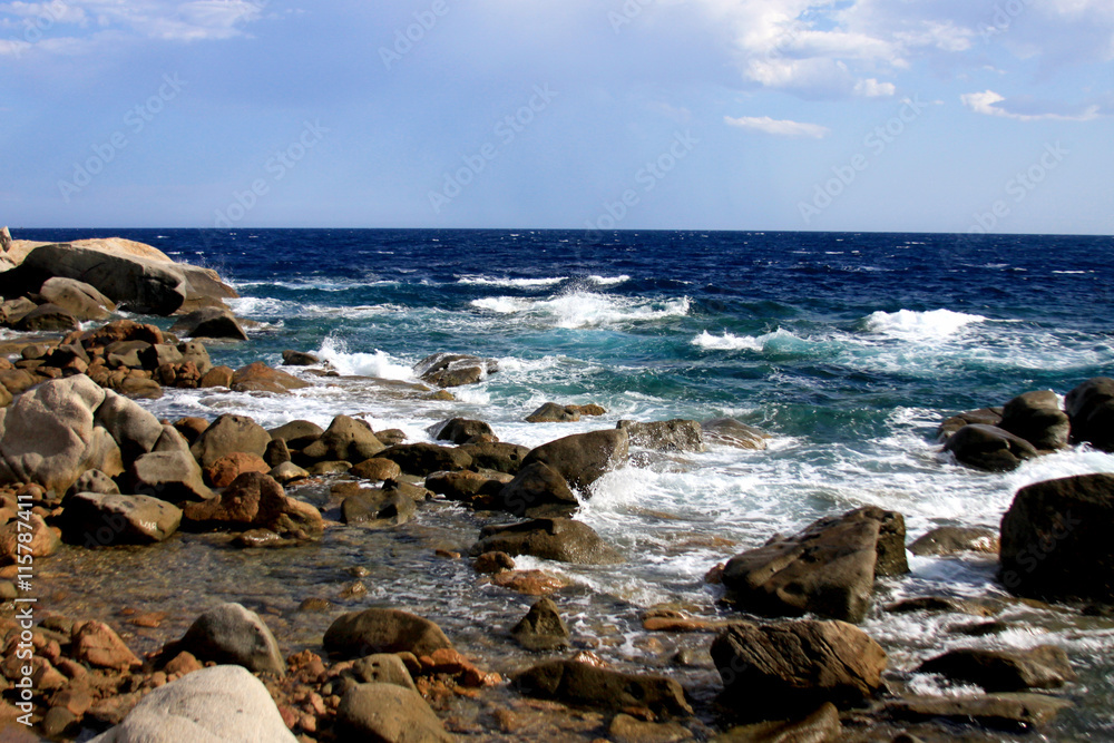 Mediterranean beach with a lot of stones Mediterranean beach with a lot of stones