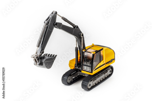 Miniature excavator isolated on white background