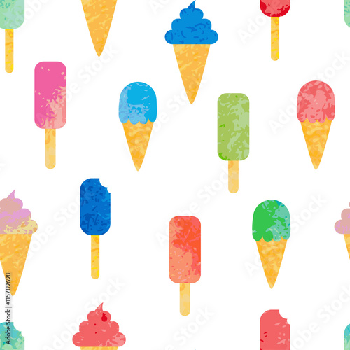 Seamless vector ice cream background.