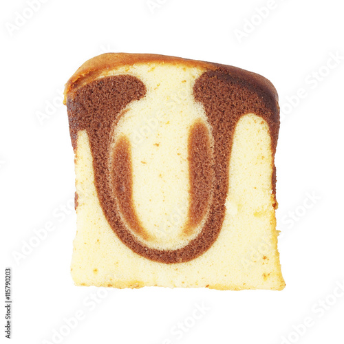 top view of marble cake isolated on white