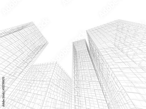 Digital graphic background. Abstract buildings