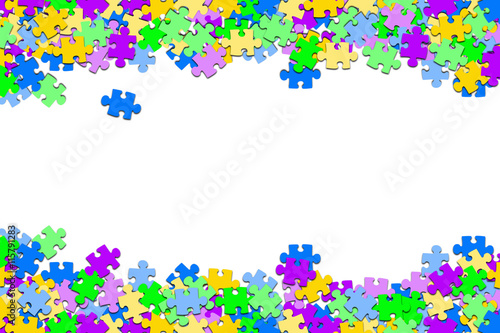 colorful puzzle pieces above and below