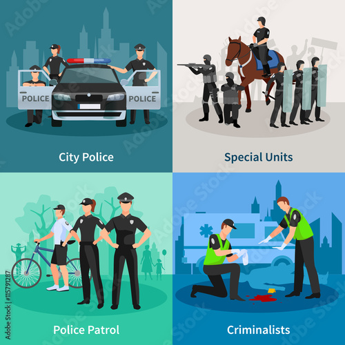 Police People Flat 2x2 Design Concept