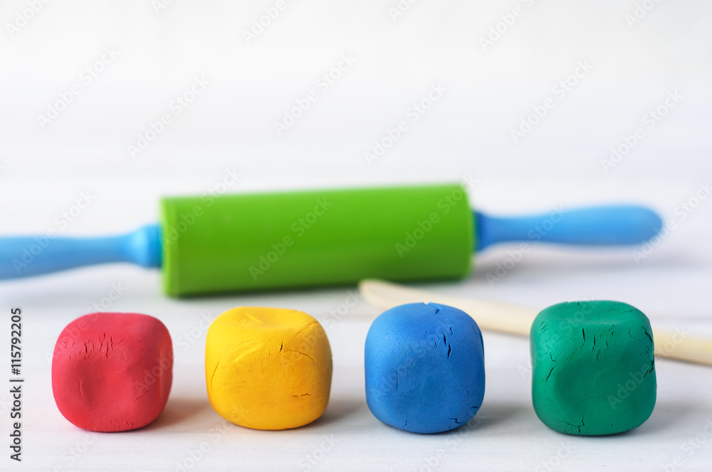 Multicolored plasticine modeling tools. Multicolored plasticine modeling tools.