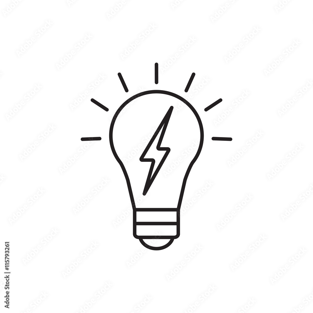 Universal lightbulb icon, energy basic UI element. Universal lightbulb icon, energy basic UI element.
