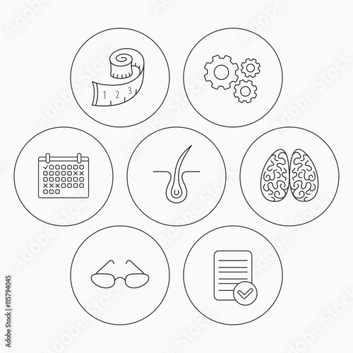 Glasses, neurology and trichology icons.