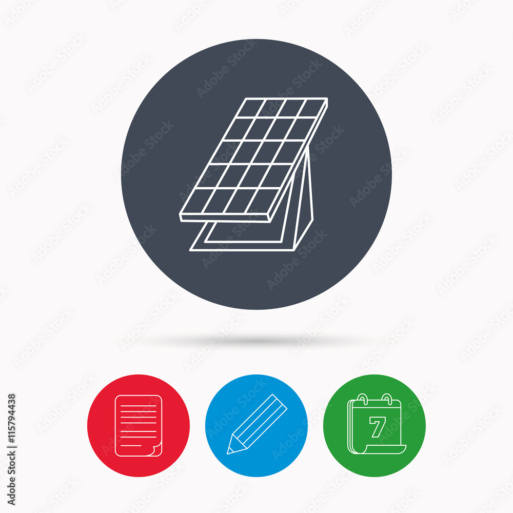 Solar collector icon. Sunlight energy battery.