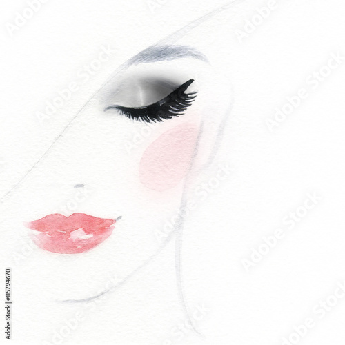 beautiful woman face. abstract watercolor. fashion illustration