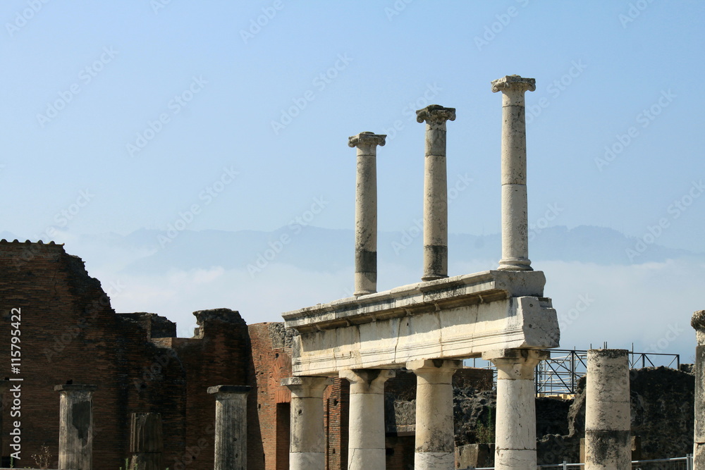 Ruins of Pompeii. Ancient Roman city in Italy died from eruption of Mount Vesuvius.
