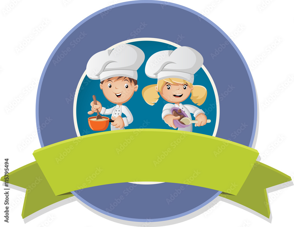 Vector banners and labels backgrounds with cartoon chefs cooking food ...
