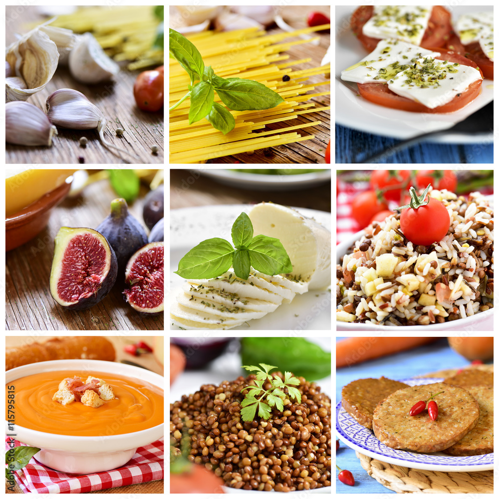 collage of different eatings and meals Stock Photo | Adobe Stock