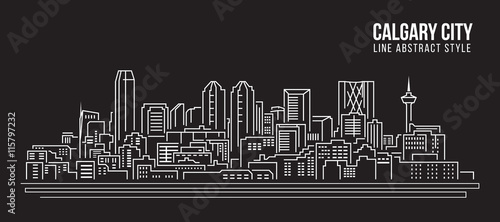 Cityscape Building Line art Vector Illustration design - Calgary city photo