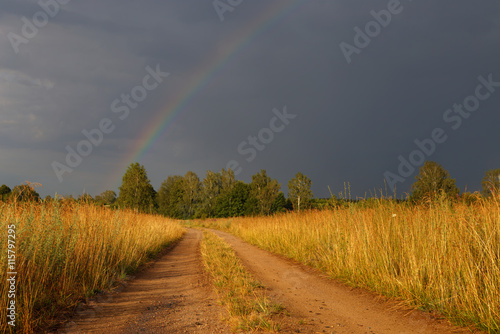Hope on the road in form of rainbow