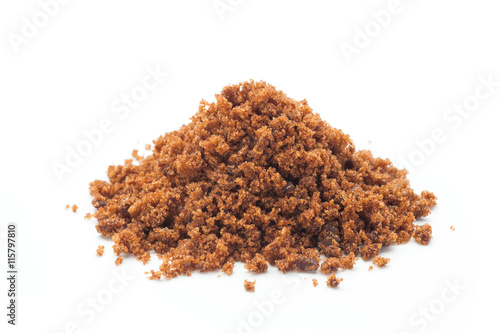 heap of brown sugar isolated on white background