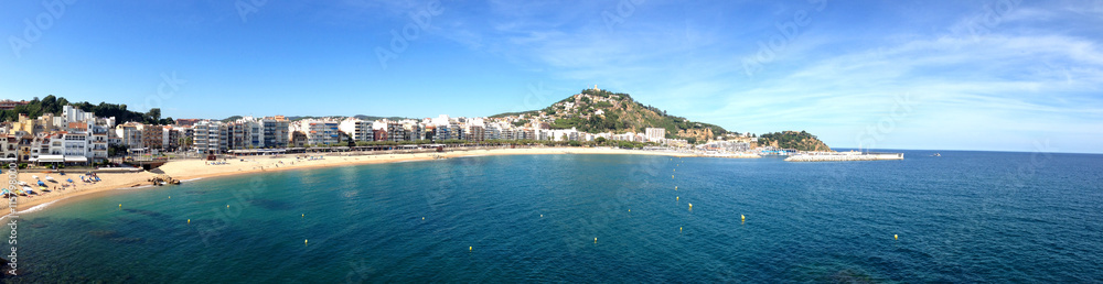 Panoramic view of beach of Blanes, Costa Brava, Spain
