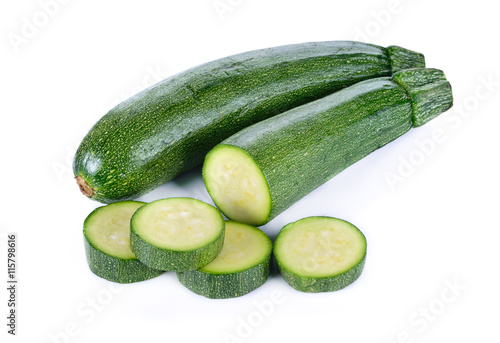 zucchini sliced on white background