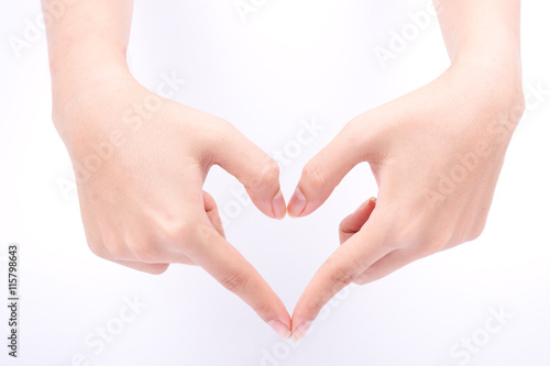 finger hand symbols isolated concept love heart shape framing and health care composition on white background  