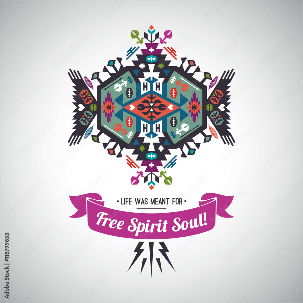 Obraz premium Vector colorful decorative element on native ethnic style