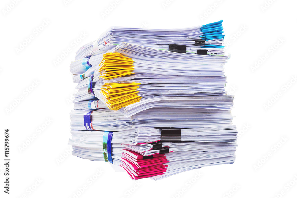 A mountain of paper symbolizing workload in an office A mountain of paper symbolizing workload in an office