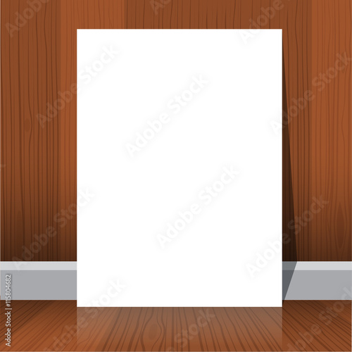 Blank white paper mock up on a wooden wall and roof background.