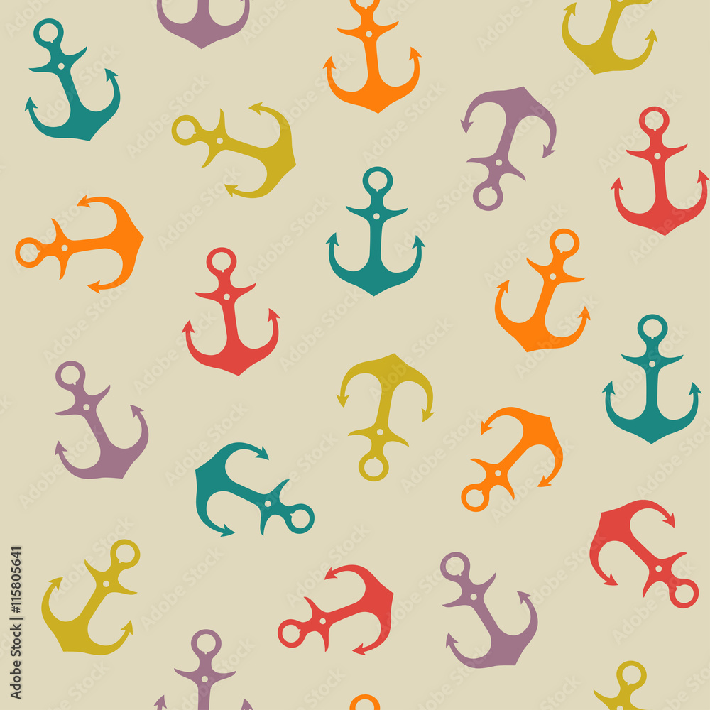 pattern with colorful anchors