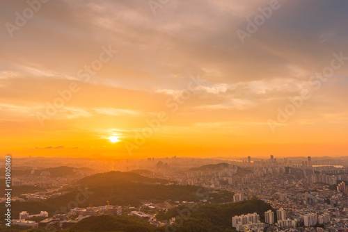 Sunset of Seoul City Skyline, South Korea