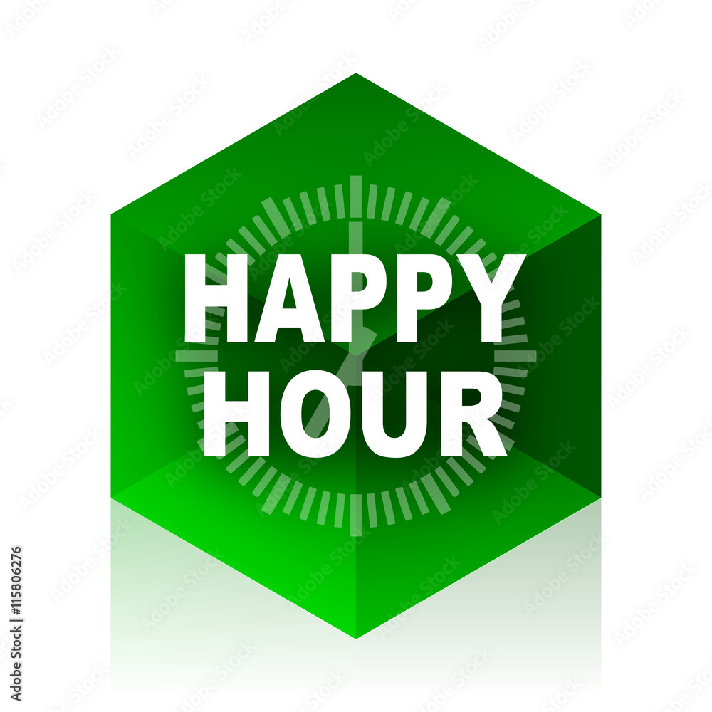 happy hour cube icon, green modern design web element happy hour cube icon, green modern design web element