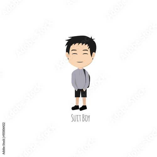 illustration of happy hellion in a grey jacket