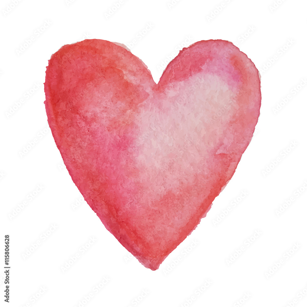 Rotes Herz auf Aquarellpapier gemalt, verliebt, verlobt, verheiratet, Herzliche Grüsse, Einladung, deko