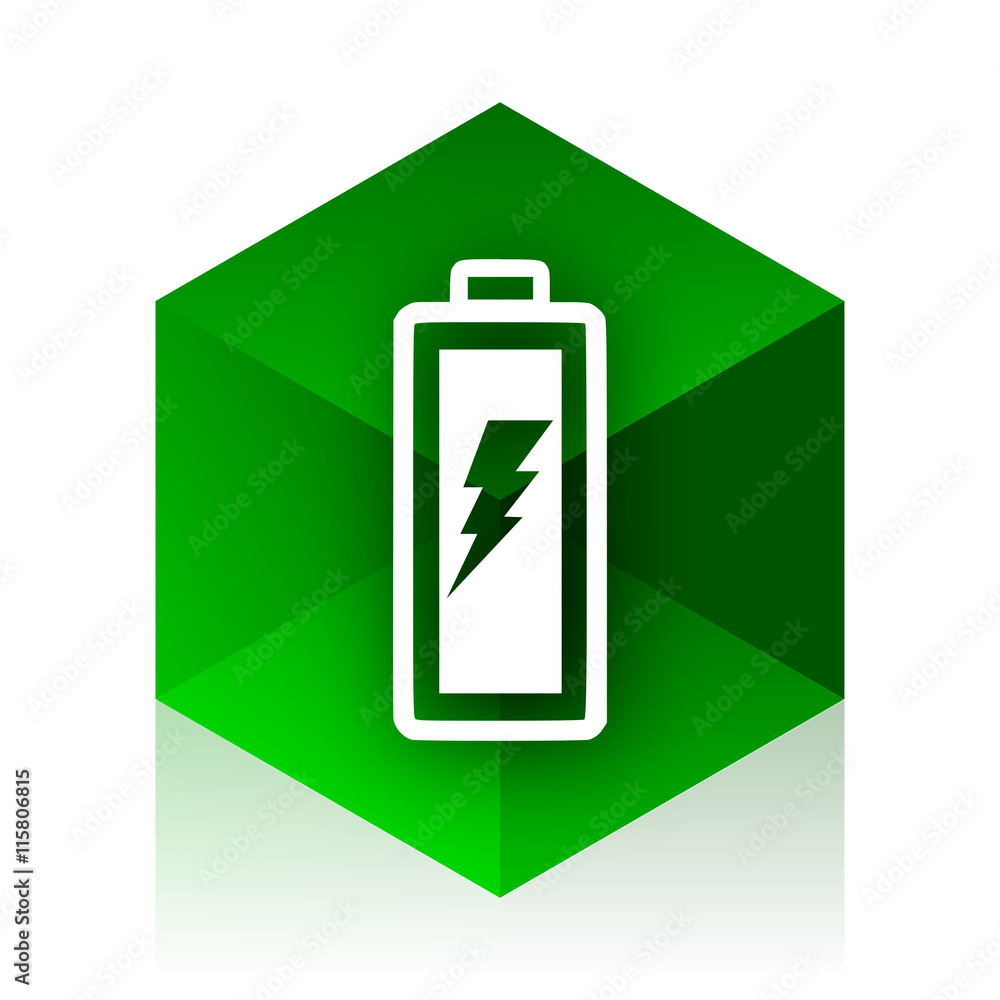 Fototapeta premium battery cube icon, green modern design web element