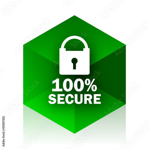 secure cube icon, green modern design web element