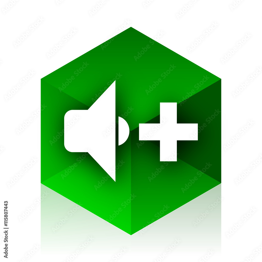 Obraz premium speaker volume cube icon, green modern design web element