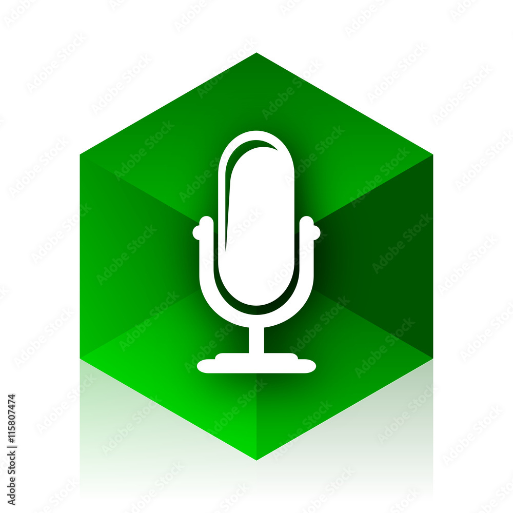 microphone cube icon, green modern design web element microphone cube icon, green modern design web element