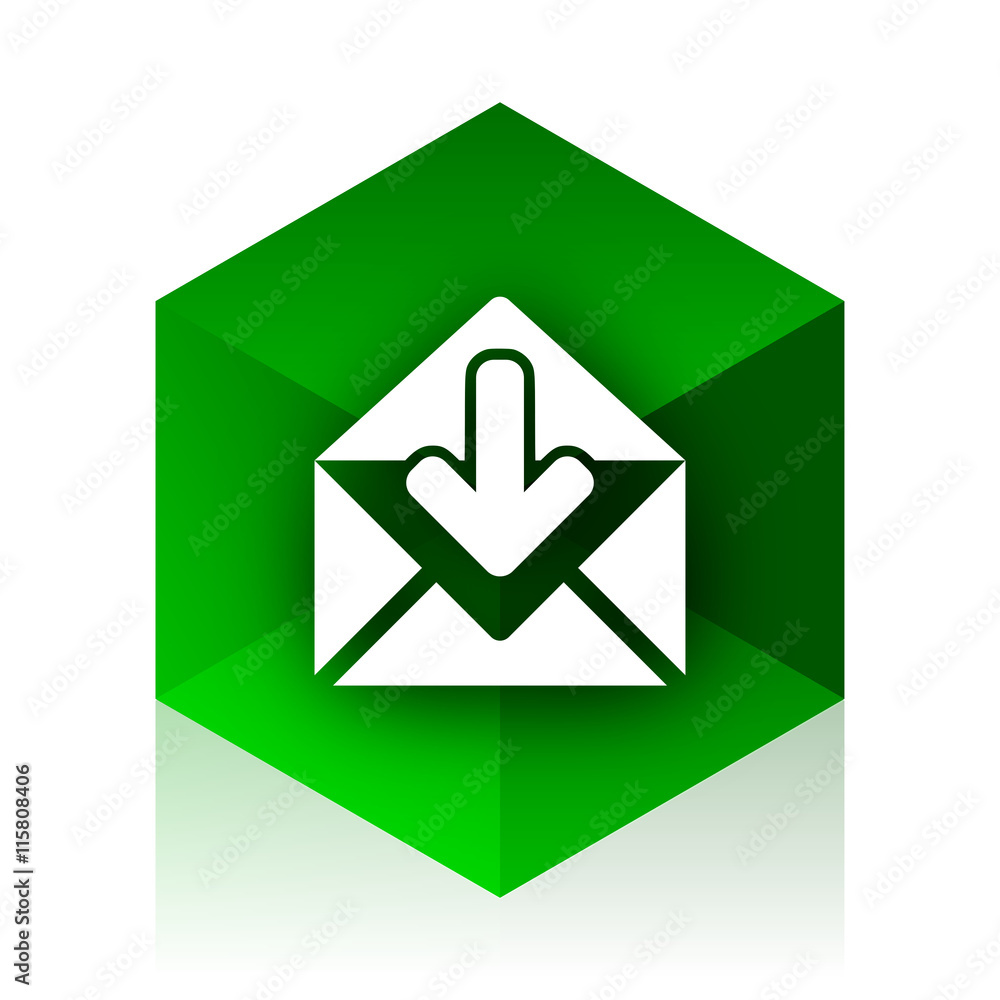 email cube icon, green modern design web element email cube icon, green modern design web element