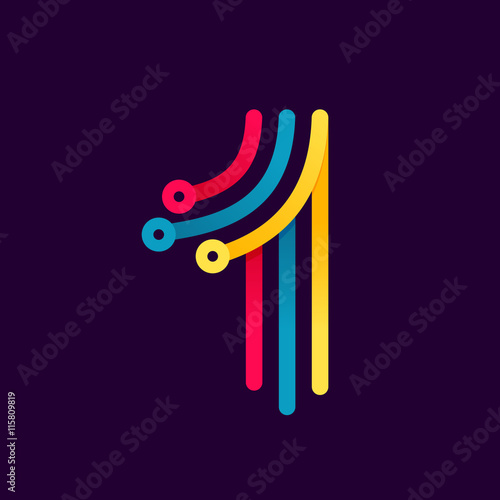 Number one logo formed by electric line.