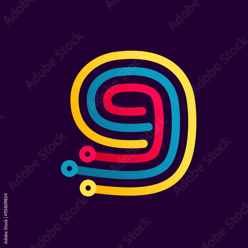 Number nine logo formed by electric line.