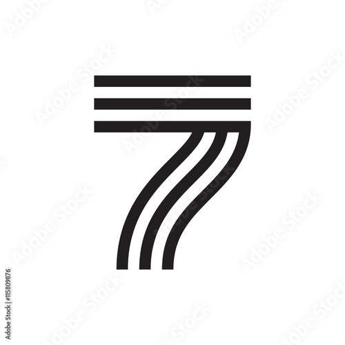 Number seven logo formed by parallel lines.