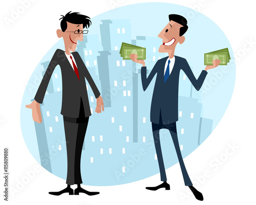 Two businessmen with money