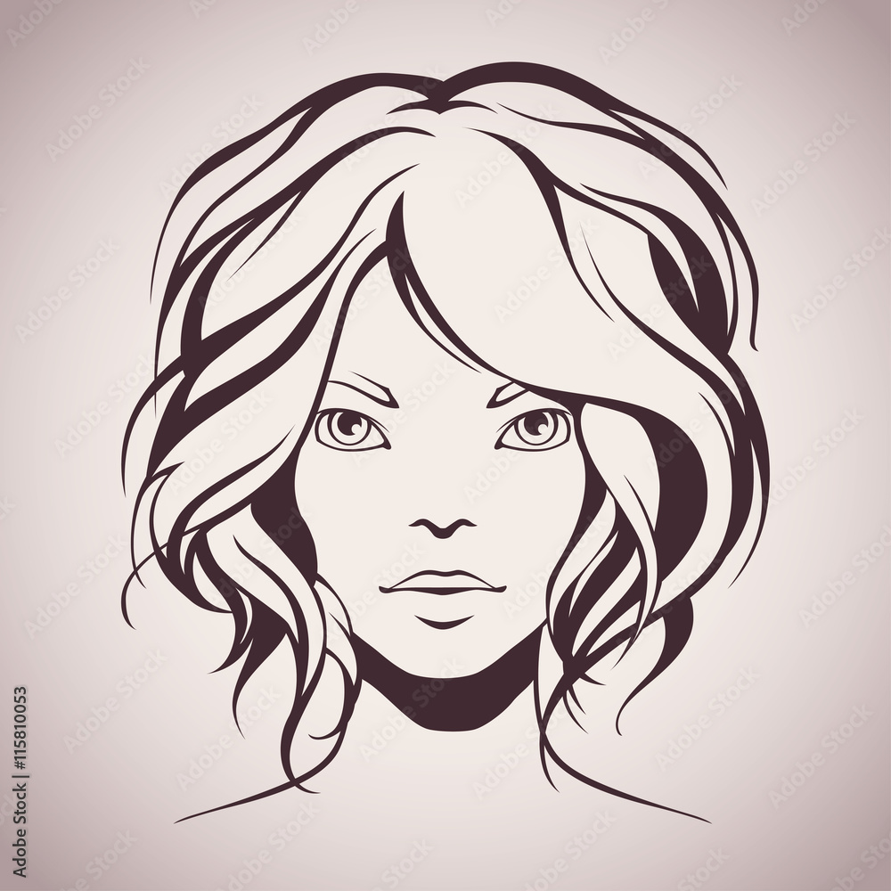 Graphic portrait of girl with stylish haircut