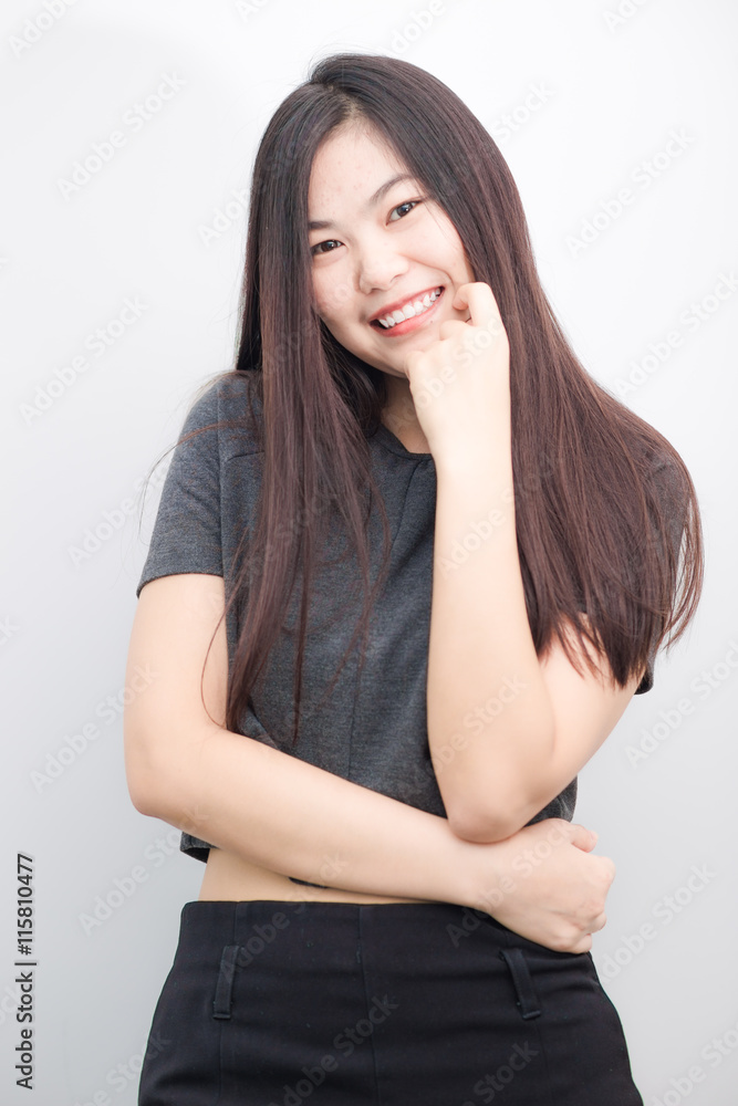 Asian smilling sexy women relax in white room condominium Asian smilling sexy women relax in white room condominium