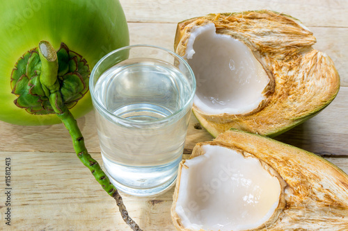 coconut water on wooden floor