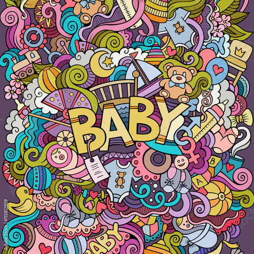 Cartoon vector hand drawn Doodle Baby illustration