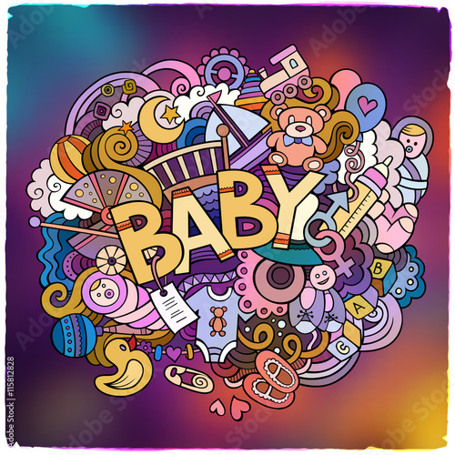 Cartoon vector hand drawn Doodle Baby illustration