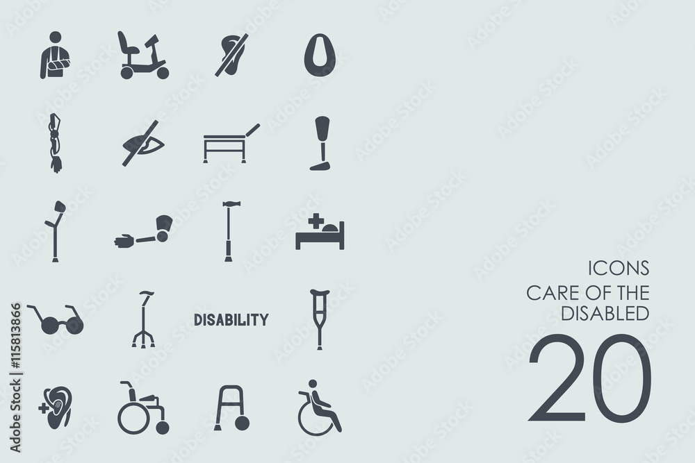 Set of people with disabilities icons Set of people with disabilities icons