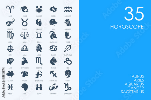 Set of BLUE HAMSTER Library Horoscope icons