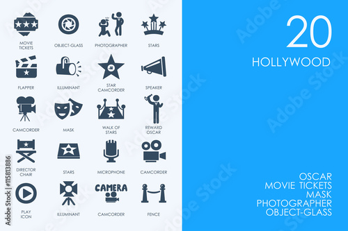 Set of BLUE HAMSTER Library Hollywood icons