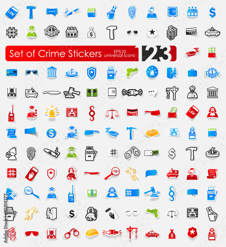 Set of crime stickers